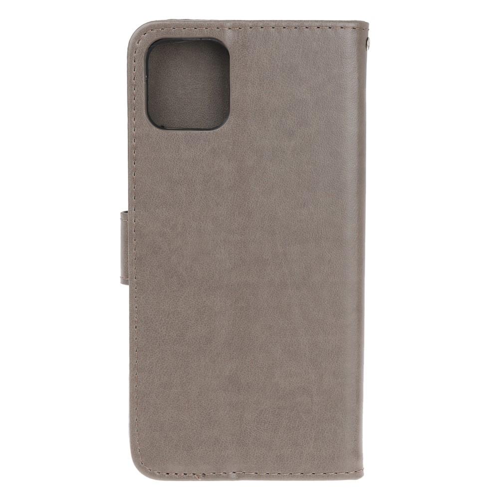 Läderfodral Fjärilar Apple iPhone 12 Mini Grå