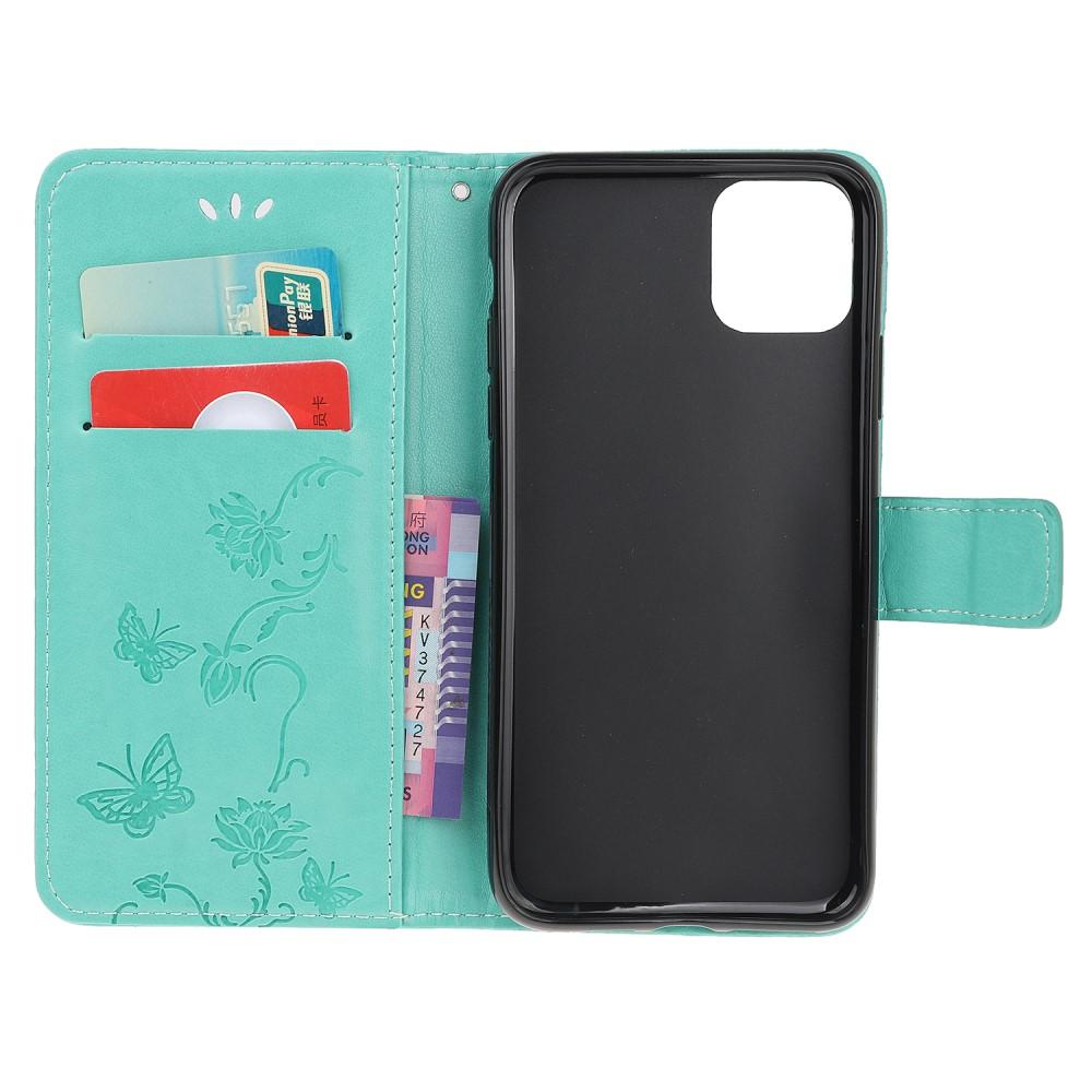 Läderfodral Fjärilar Apple iPhone 12 Mini Grön
