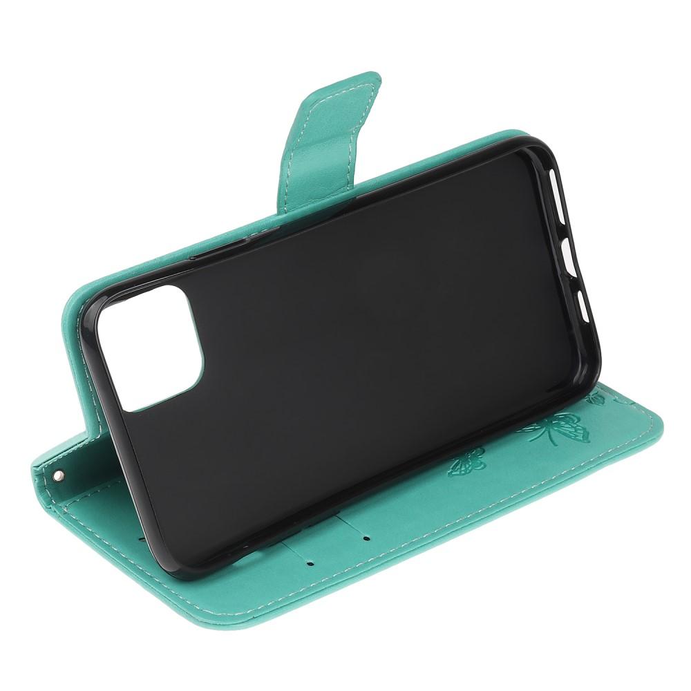 Läderfodral Fjärilar Apple iPhone 12 Mini Grön