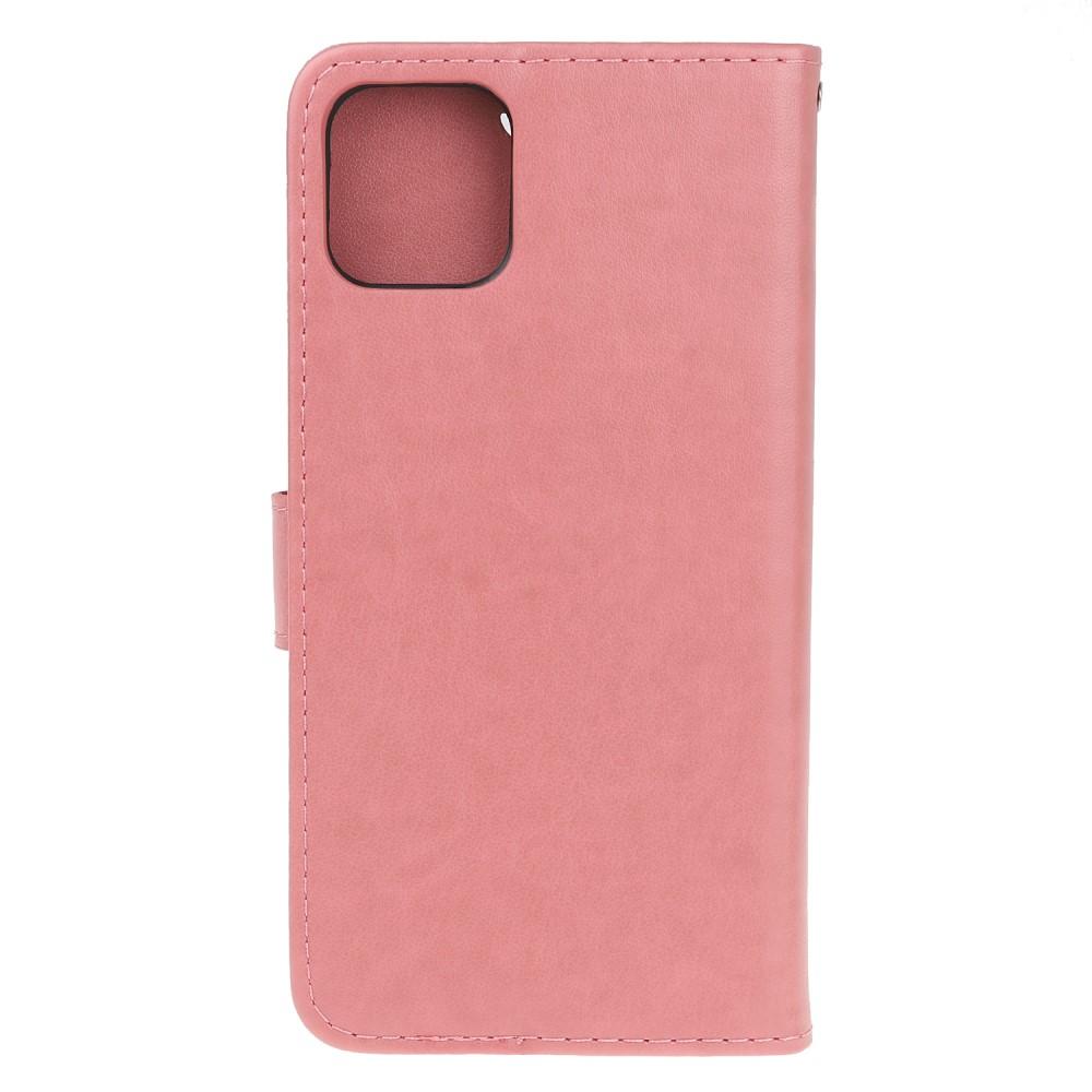 Läderfodral Fjärilar iPhone 12 Mini rosa