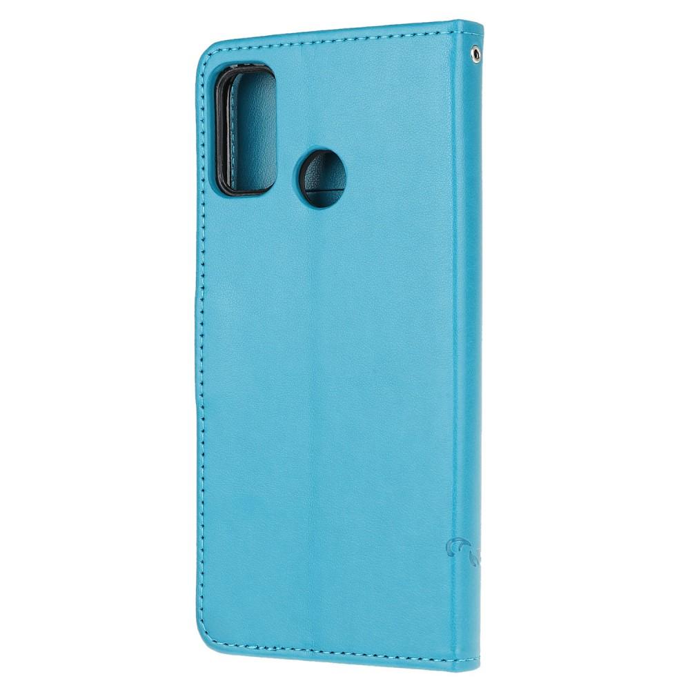 Läderfodral Fjärilar Motorola Moto G10/G20/G30 blå