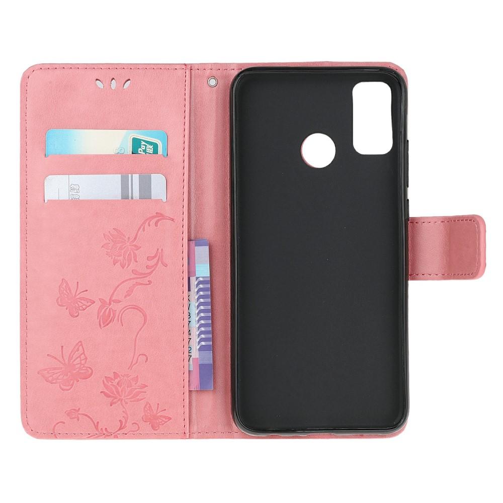 Läderfodral Fjärilar Motorola Moto G10/G20/G30 rosa