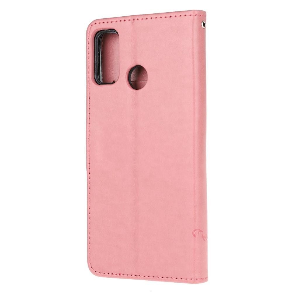 Läderfodral Fjärilar Motorola Moto G10/G20/G30 rosa