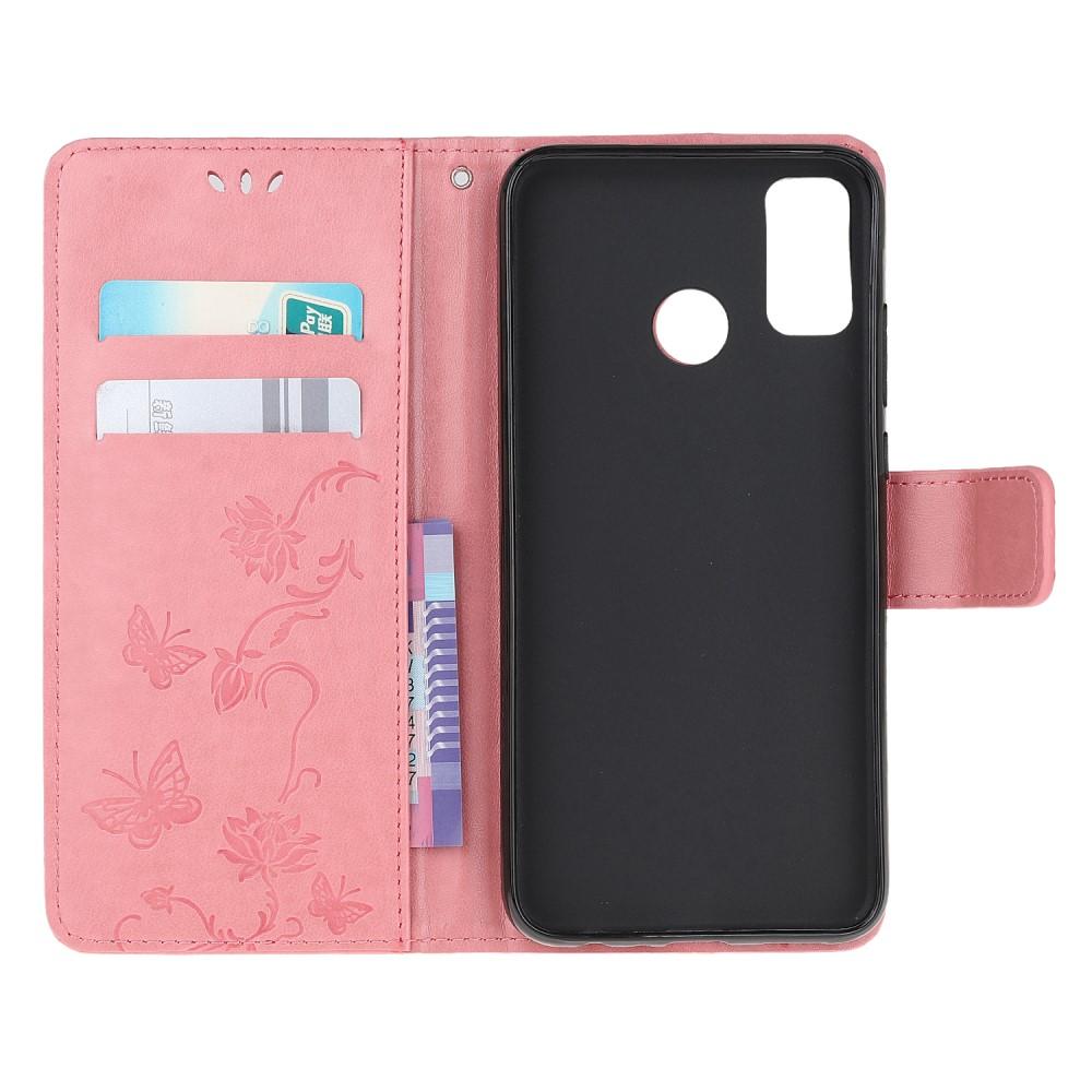 Läderfodral Fjärilar Motorola Moto G50 rosa