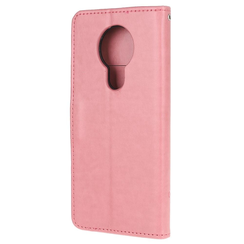 Läderfodral Fjärilar Nokia 5.3 rosa