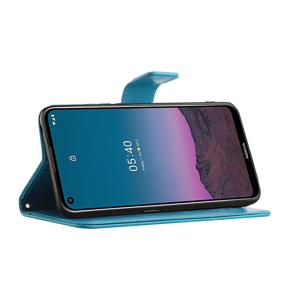 Läderfodral Fjärilar Nokia 5.4 Blå