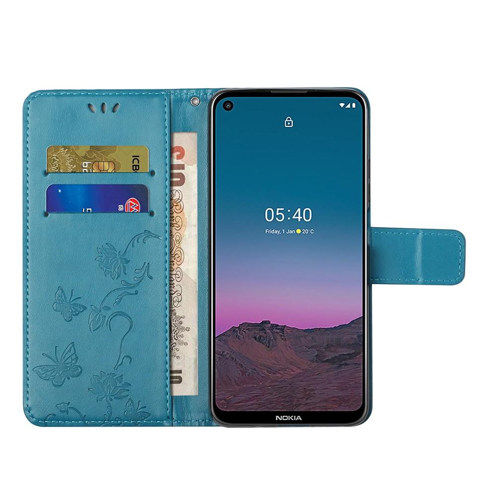 Läderfodral Fjärilar Nokia 5.4 Blå