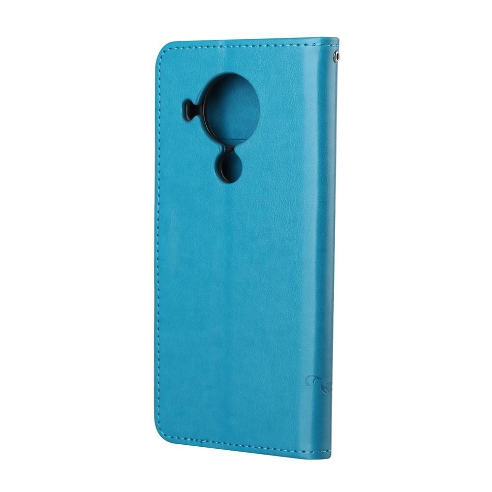 Läderfodral Fjärilar Nokia 5.4 Blå
