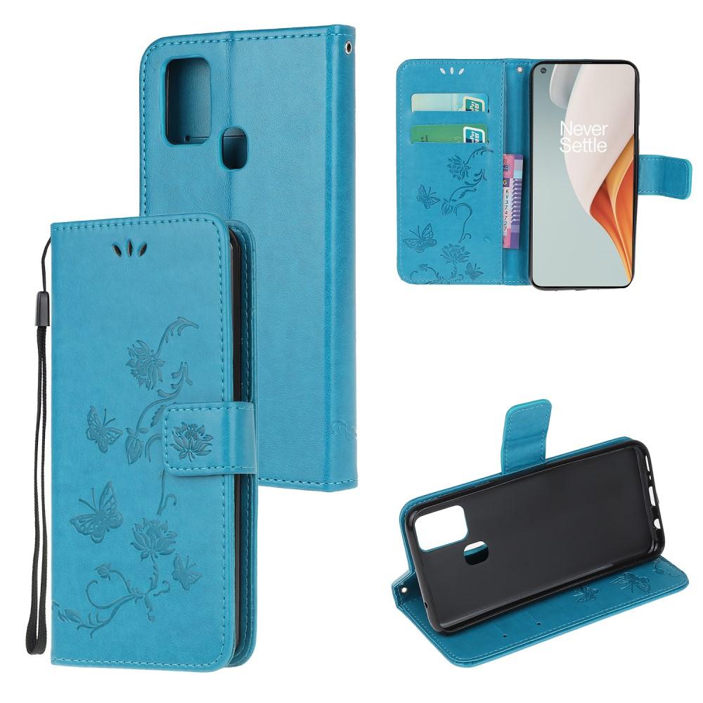 Läderfodral Fjärilar  OnePlus Nord N100 Blå