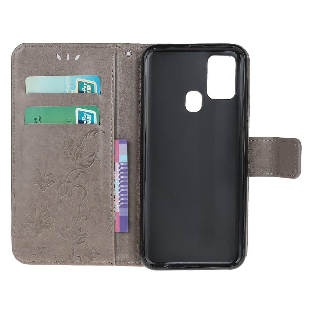 Läderfodral Fjärilar  OnePlus Nord N100 Grå