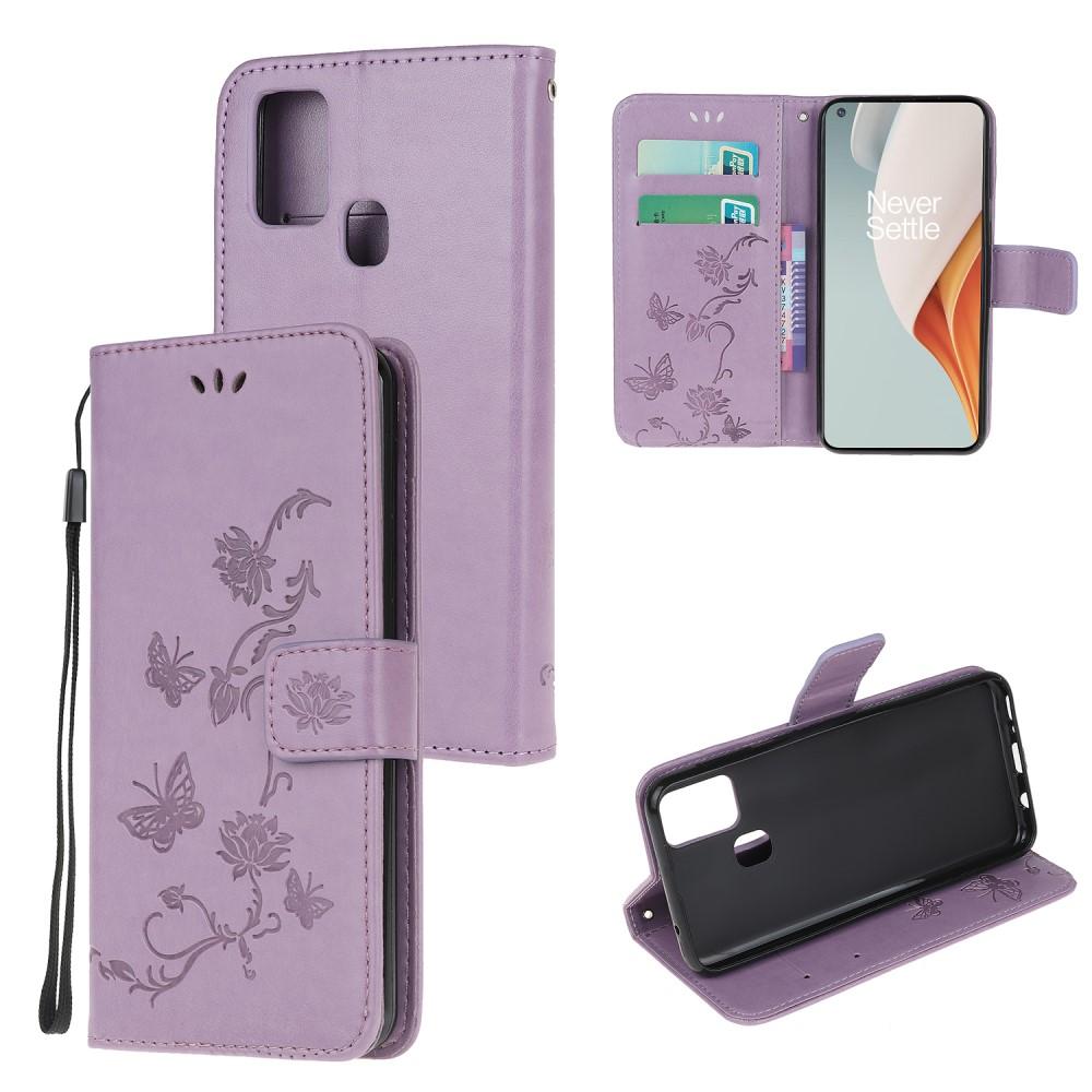 Läderfodral Fjärilar  OnePlus Nord N100 Lila