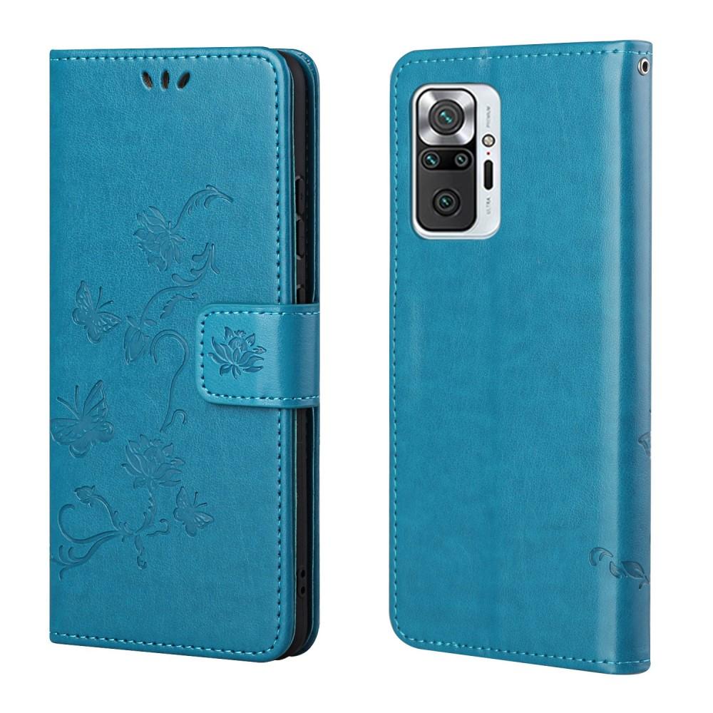 Läderfodral Fjärilar Xiaomi Redmi Note 10 Pro Blå