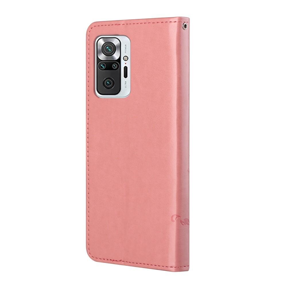 Läderfodral Fjärilar Xiaomi Redmi Note 10 Pro rosa