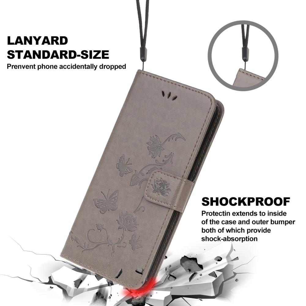 Läderfodral Fjärilar Samsung Galaxy A12 5G Grå