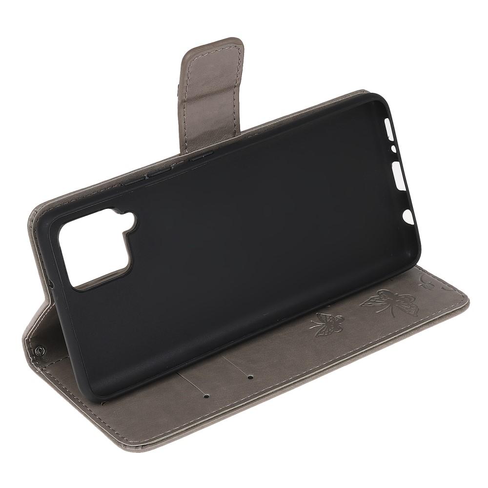 Läderfodral Fjärilar Samsung Galaxy A12 5G Grå