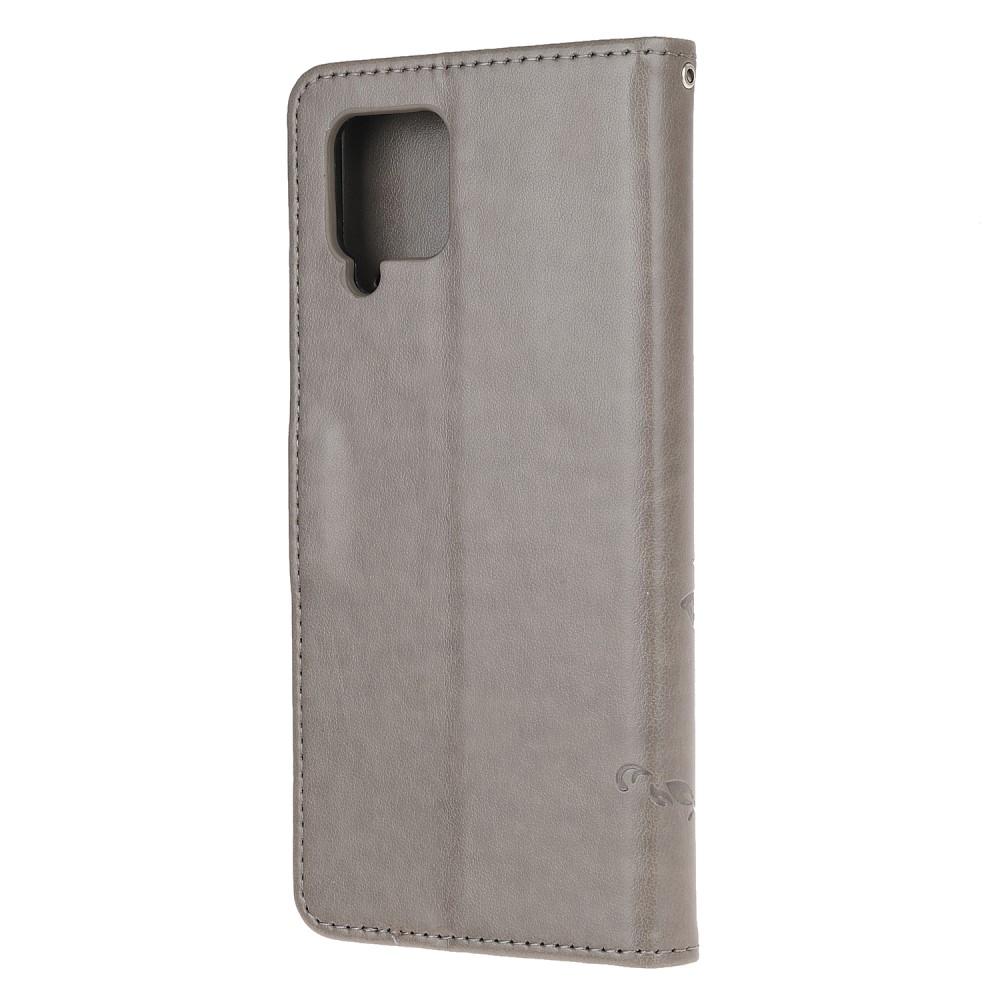 Läderfodral Fjärilar Samsung Galaxy A12 5G Grå