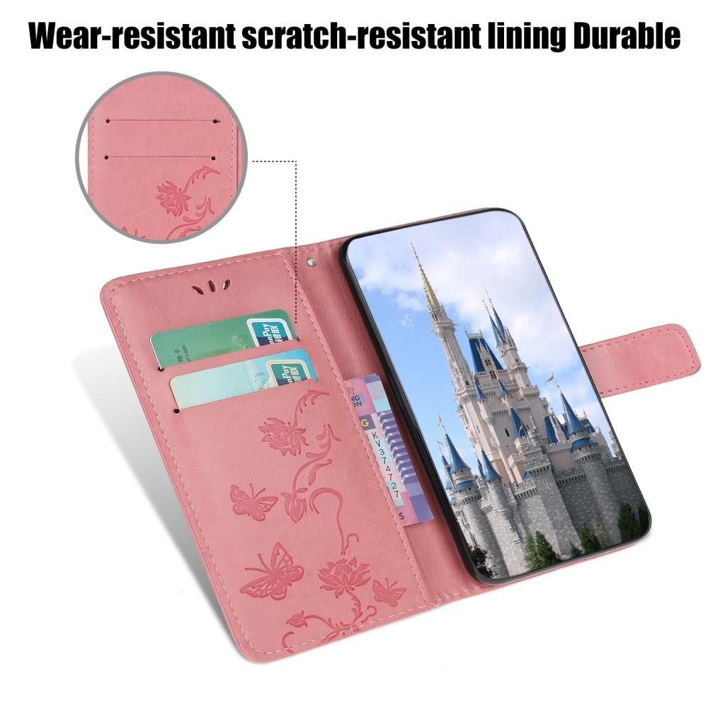 Läderfodral Fjärilar Samsung Galaxy A12 5G Rosa
