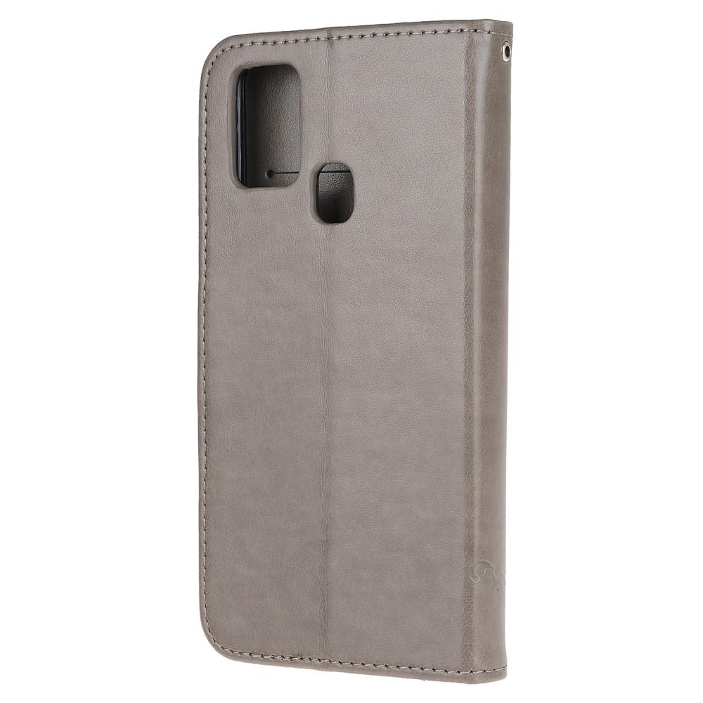 Läderfodral Fjärilar Samsung Galaxy A21s Grå