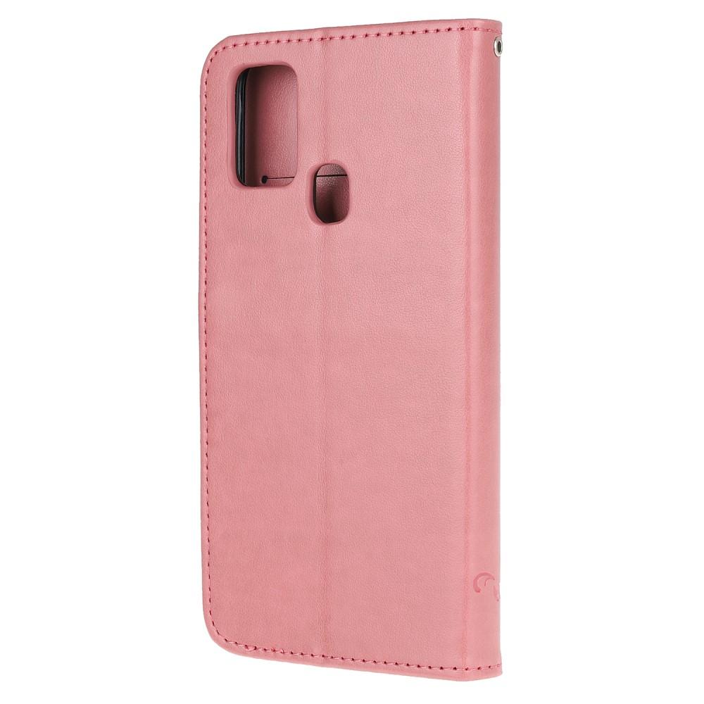 Läderfodral Fjärilar Samsung Galaxy A21s rosa