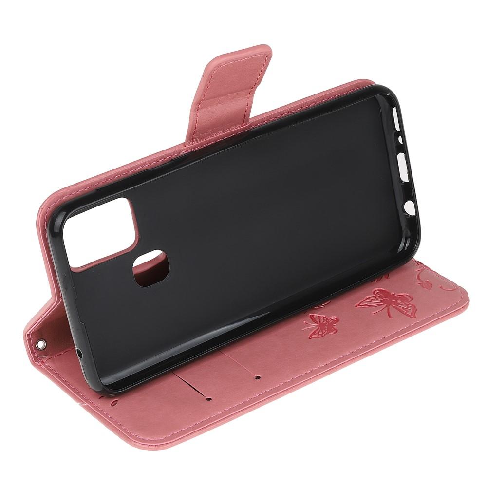 Läderfodral Fjärilar Samsung Galaxy A21s Rosa