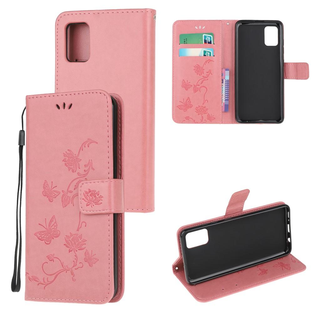Läderfodral Fjärilar Samsung Galaxy A41 Rosa