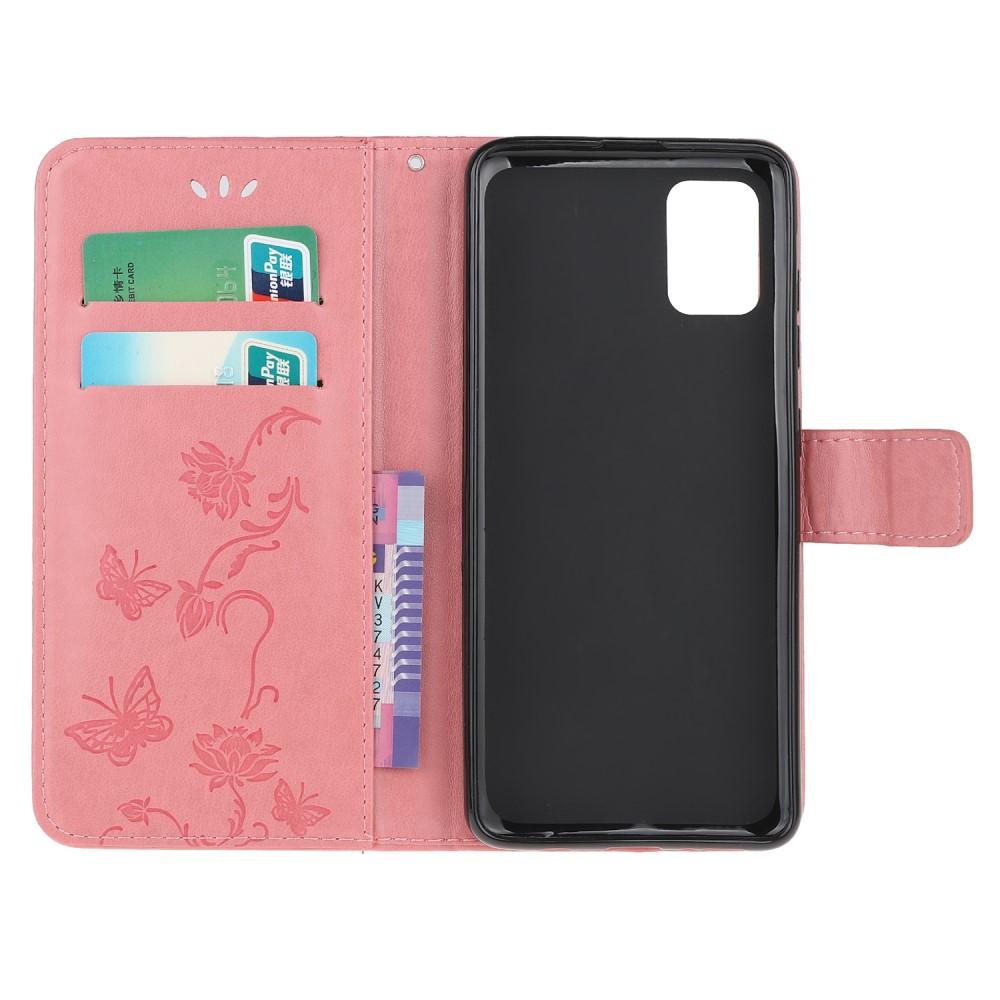 Läderfodral Fjärilar Samsung Galaxy A41 Rosa