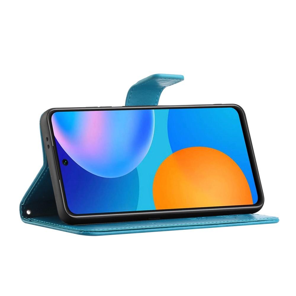 Läderfodral Fjärilar Samsung Galaxy A52/A52s blå