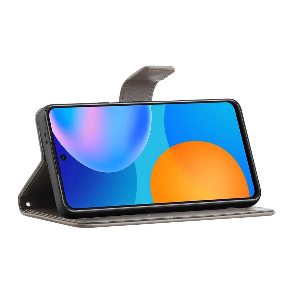 Läderfodral Fjärilar Samsung Galaxy A52/A52s grå