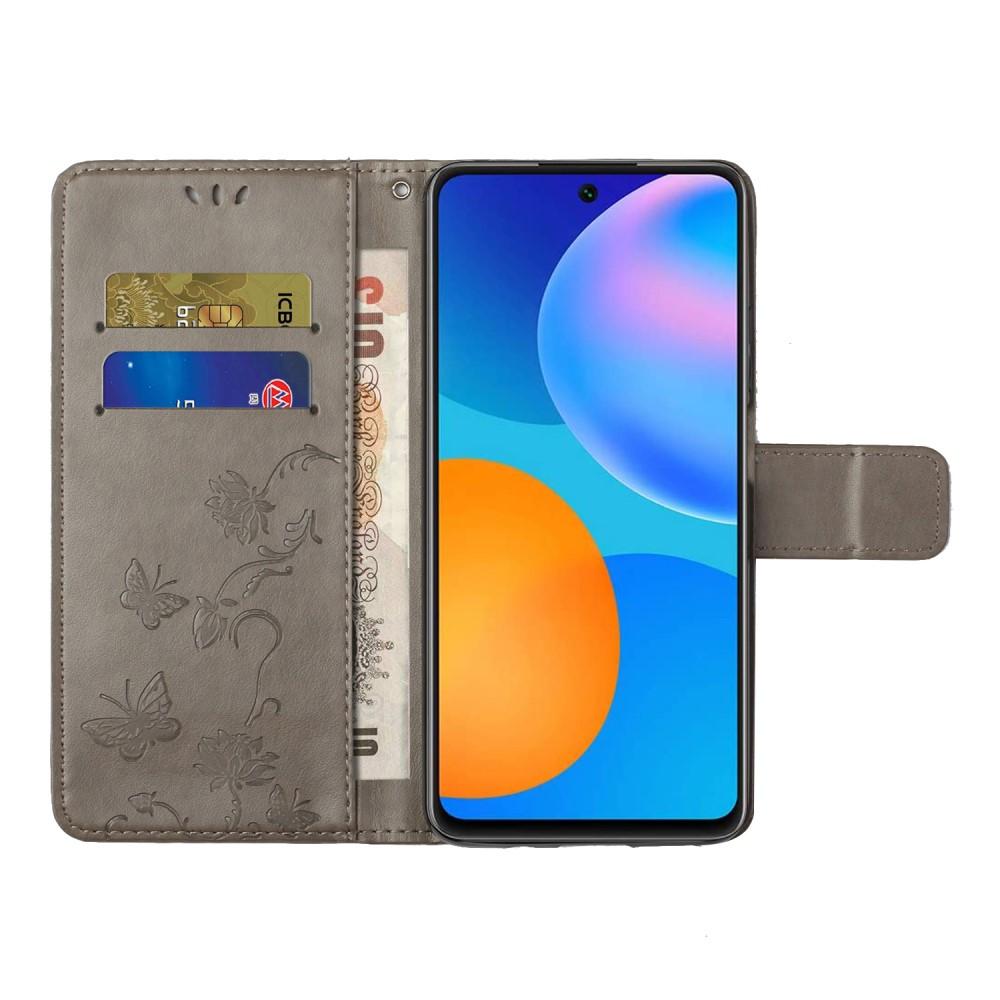 Läderfodral Fjärilar Samsung Galaxy A72 5G Grå