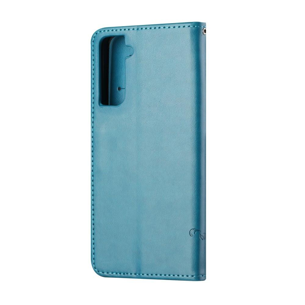 Läderfodral Fjärilar Samsung Galaxy S21 Blå