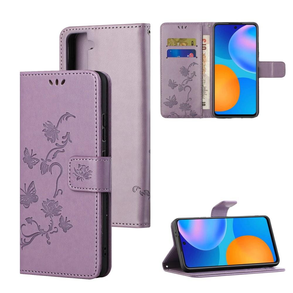 Läderfodral Fjärilar Samsung Galaxy S21 Plus Lila