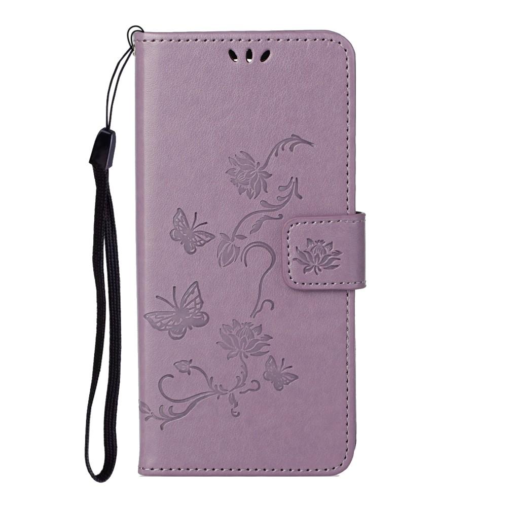 Läderfodral Fjärilar Samsung Galaxy S21 Plus lila