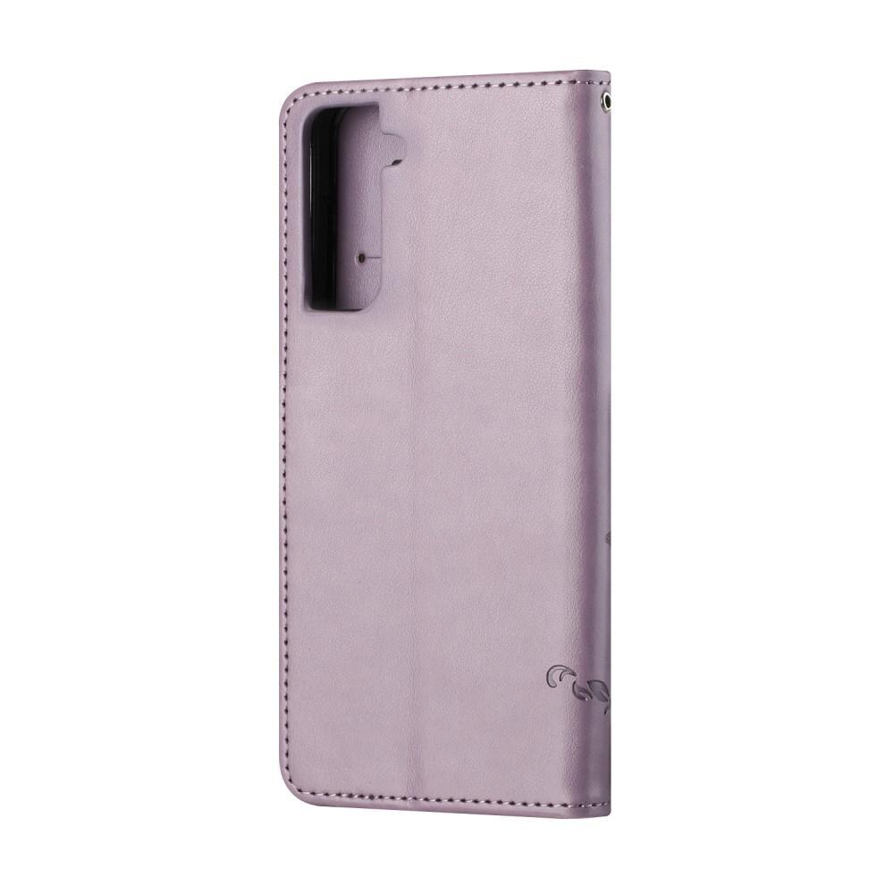 Läderfodral Fjärilar Samsung Galaxy S21 Plus Lila