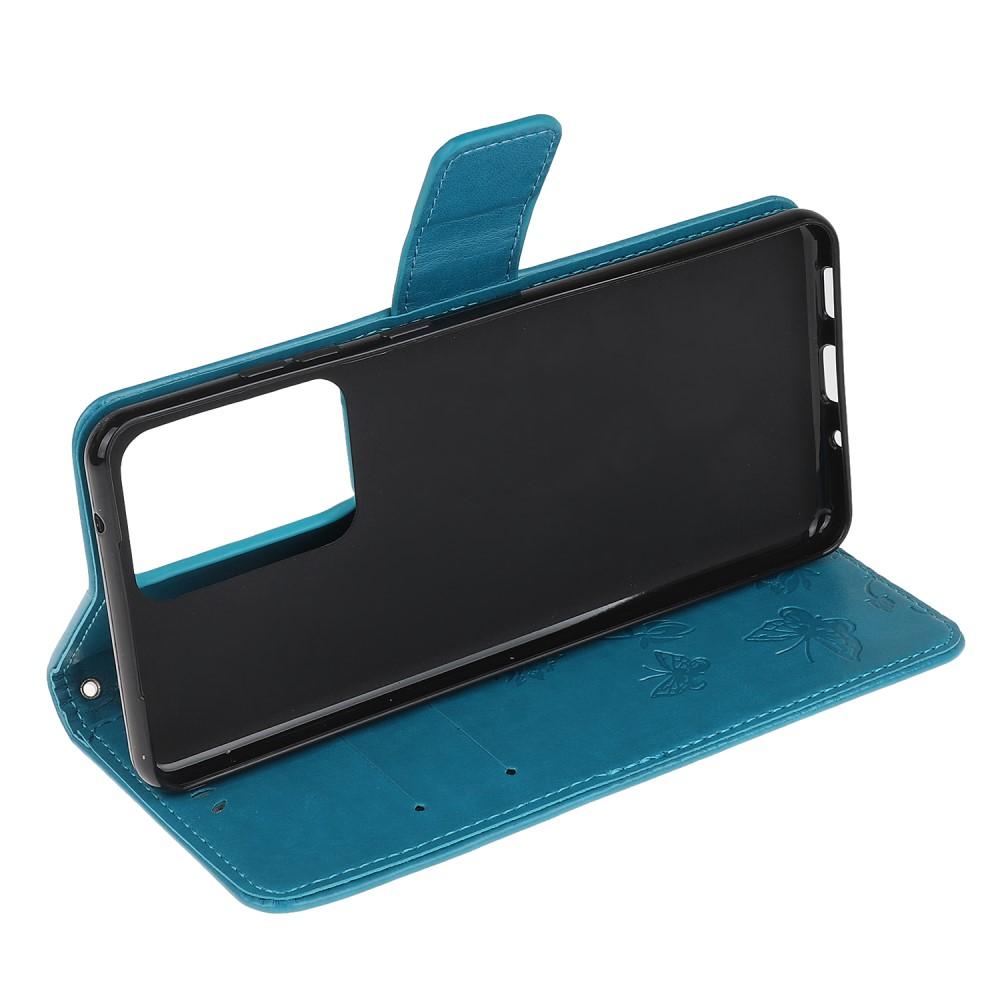 Läderfodral Fjärilar Samsung Galaxy S21 Ultra Blå