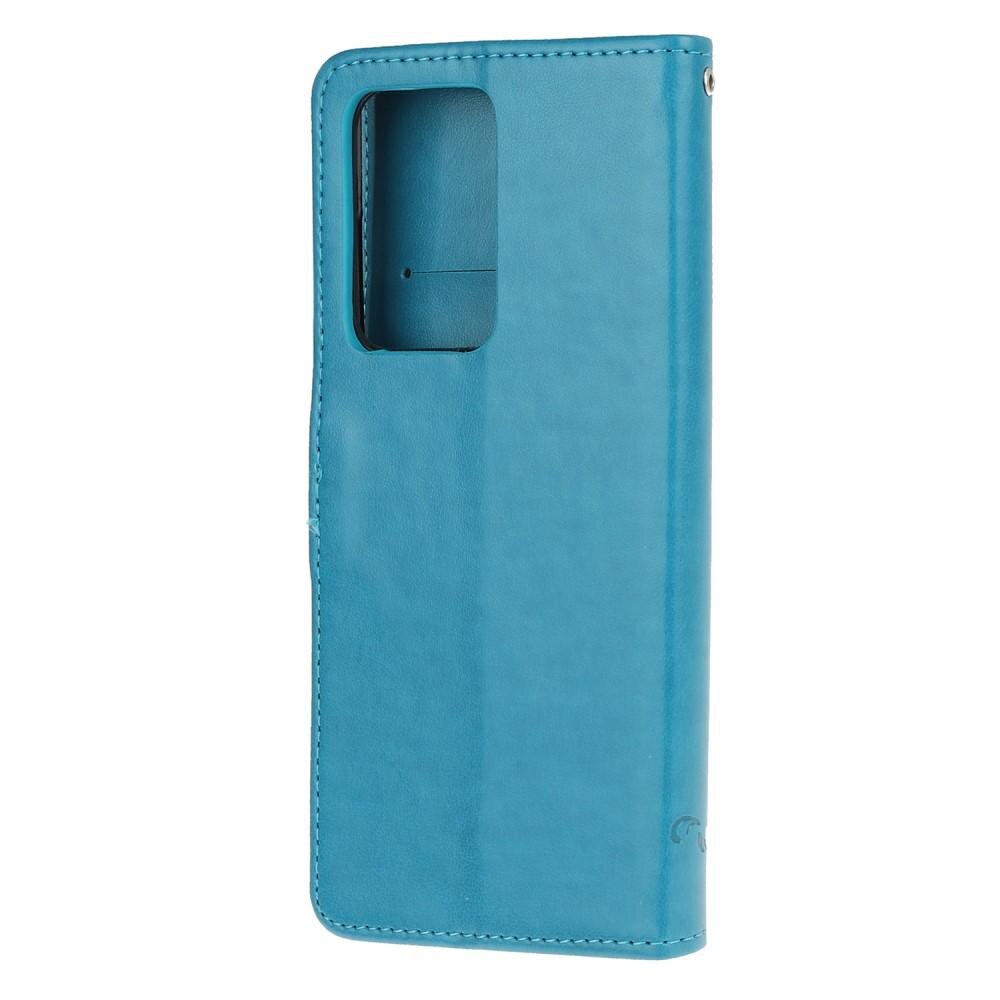 Läderfodral Fjärilar Samsung Galaxy S21 Ultra Blå
