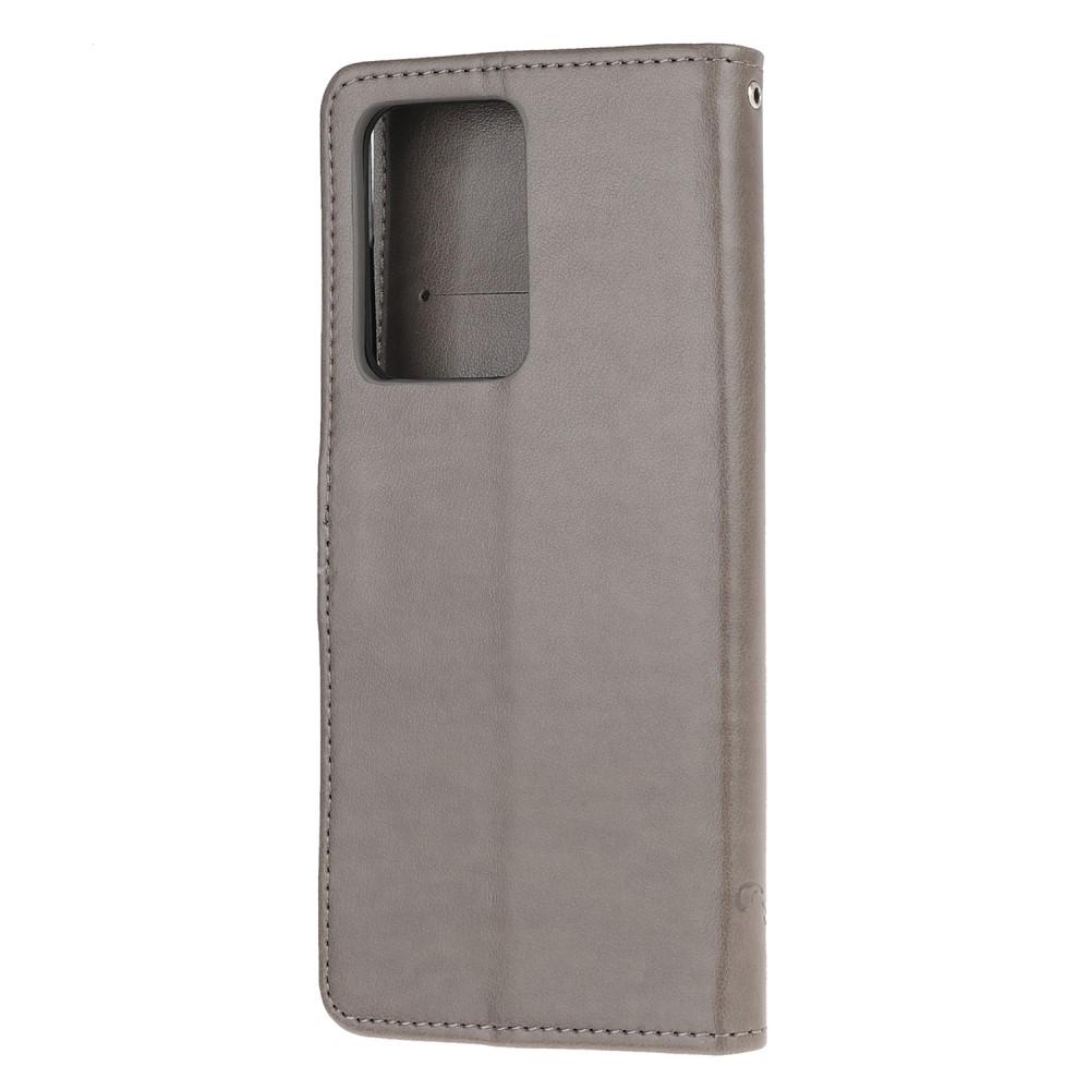 Läderfodral Fjärilar Samsung Galaxy S21 Ultra Grå