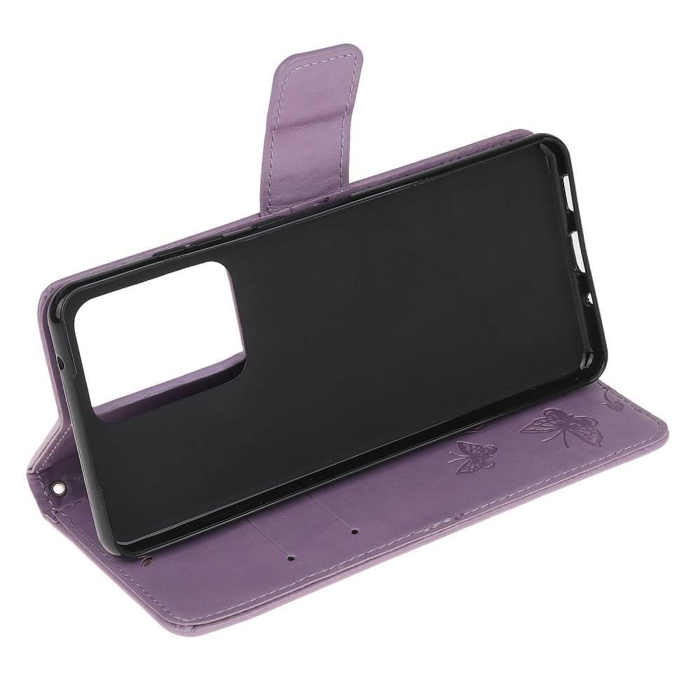 Läderfodral Fjärilar Samsung Galaxy S21 Ultra Lila