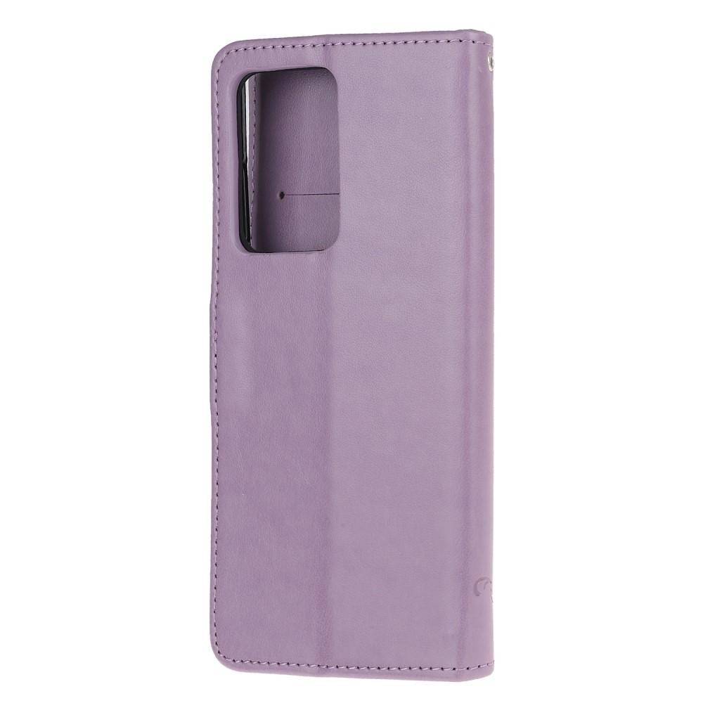 Läderfodral Fjärilar Samsung Galaxy S21 Ultra Lila