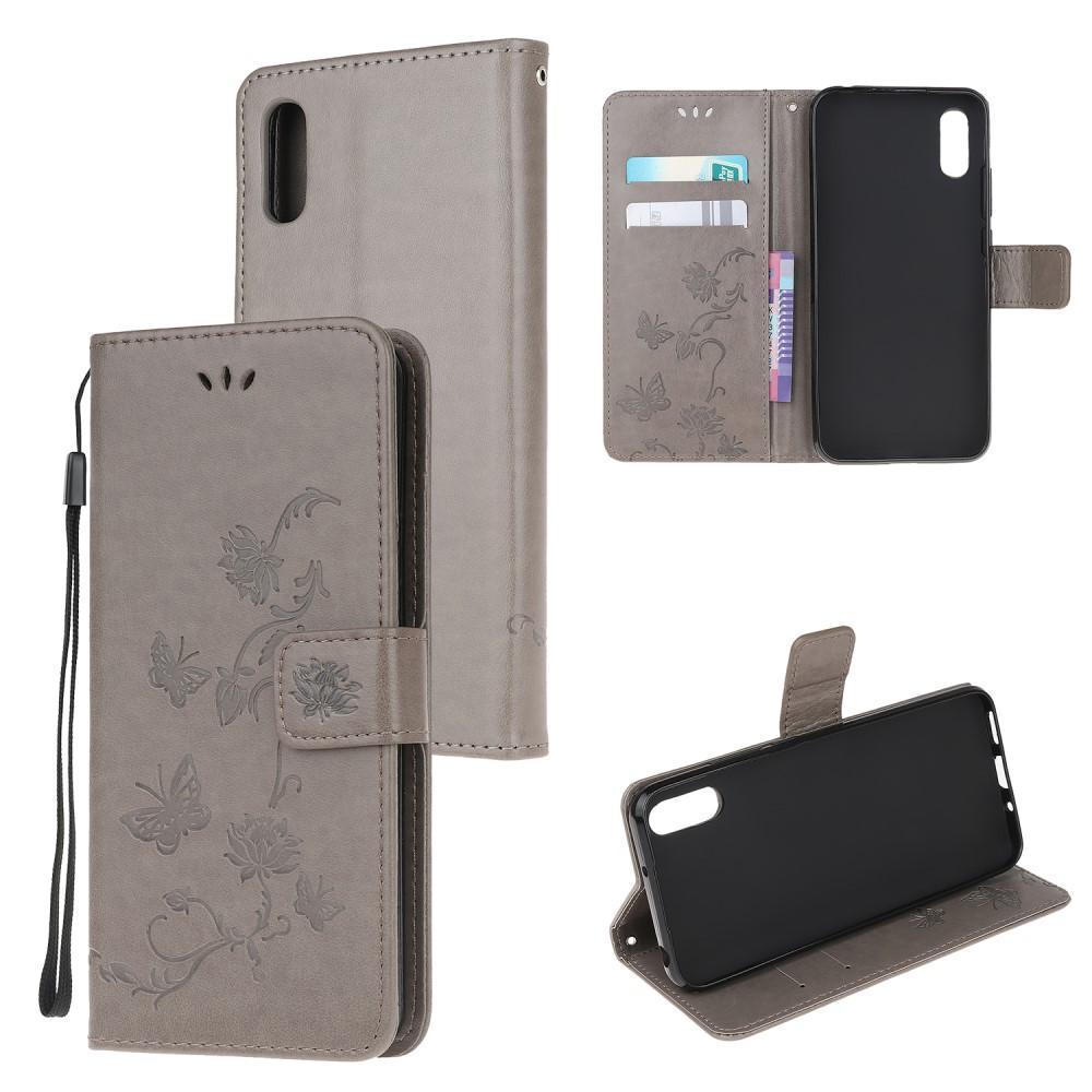 Läderfodral Fjärilar Samsung Galaxy Xcover 5 Grå