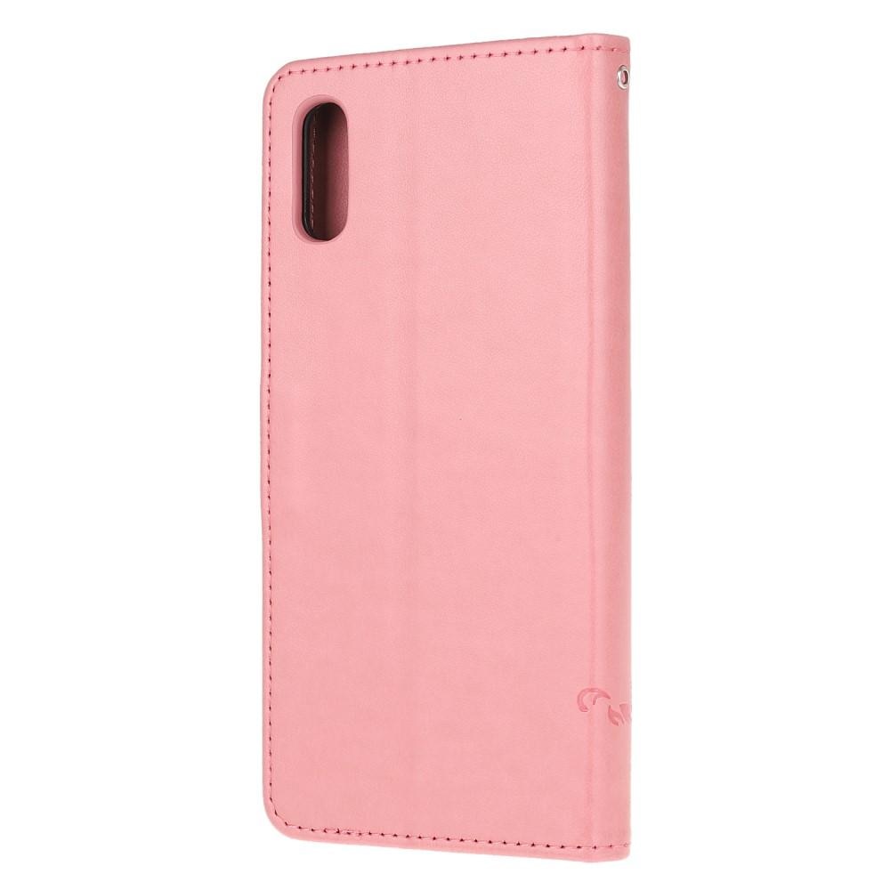 Läderfodral Fjärilar Samsung Galaxy Xcover 5 rosa