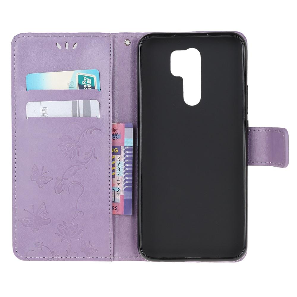 Läderfodral Fjärilar Xiaomi Redmi 9 Lila