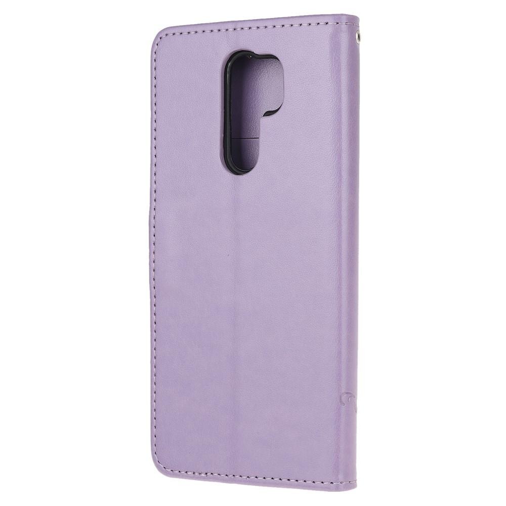 Läderfodral Fjärilar Xiaomi Redmi 9 lila