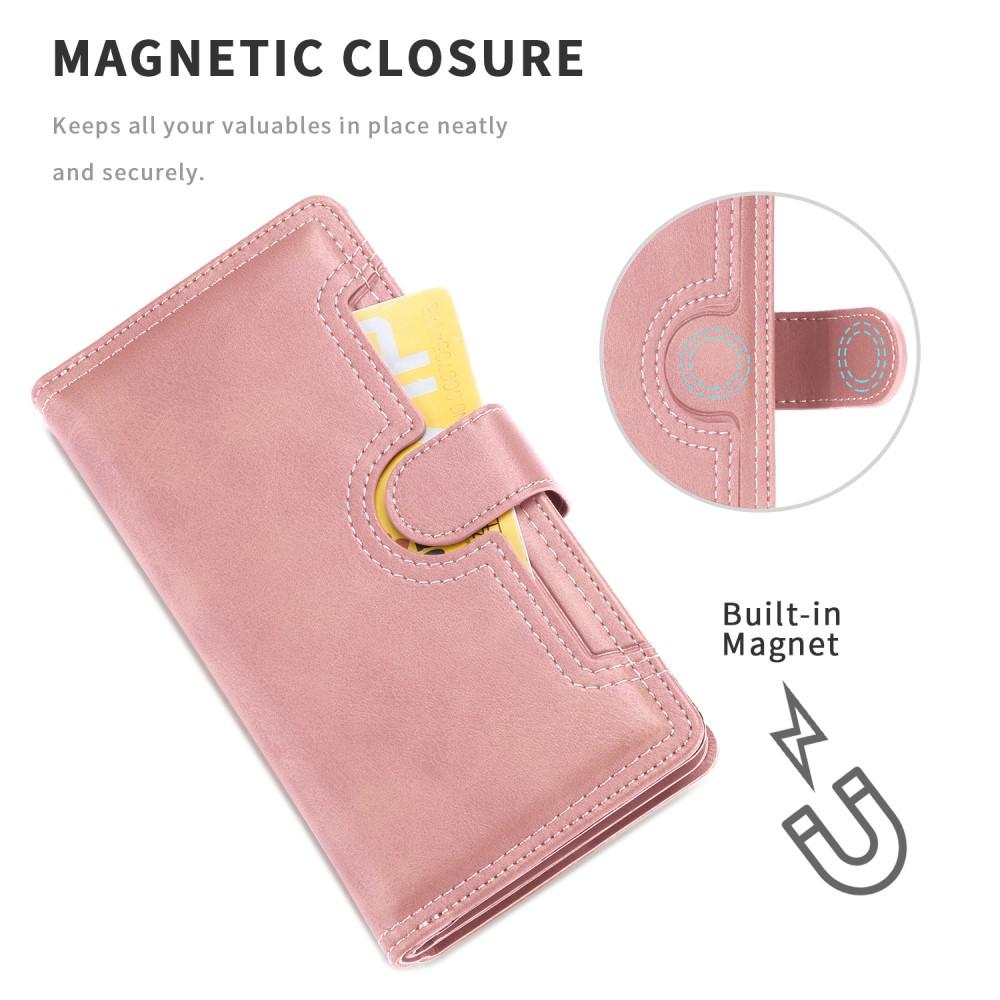 Läderplånbok Multi-slot iPhone 12/12 Pro roséguld