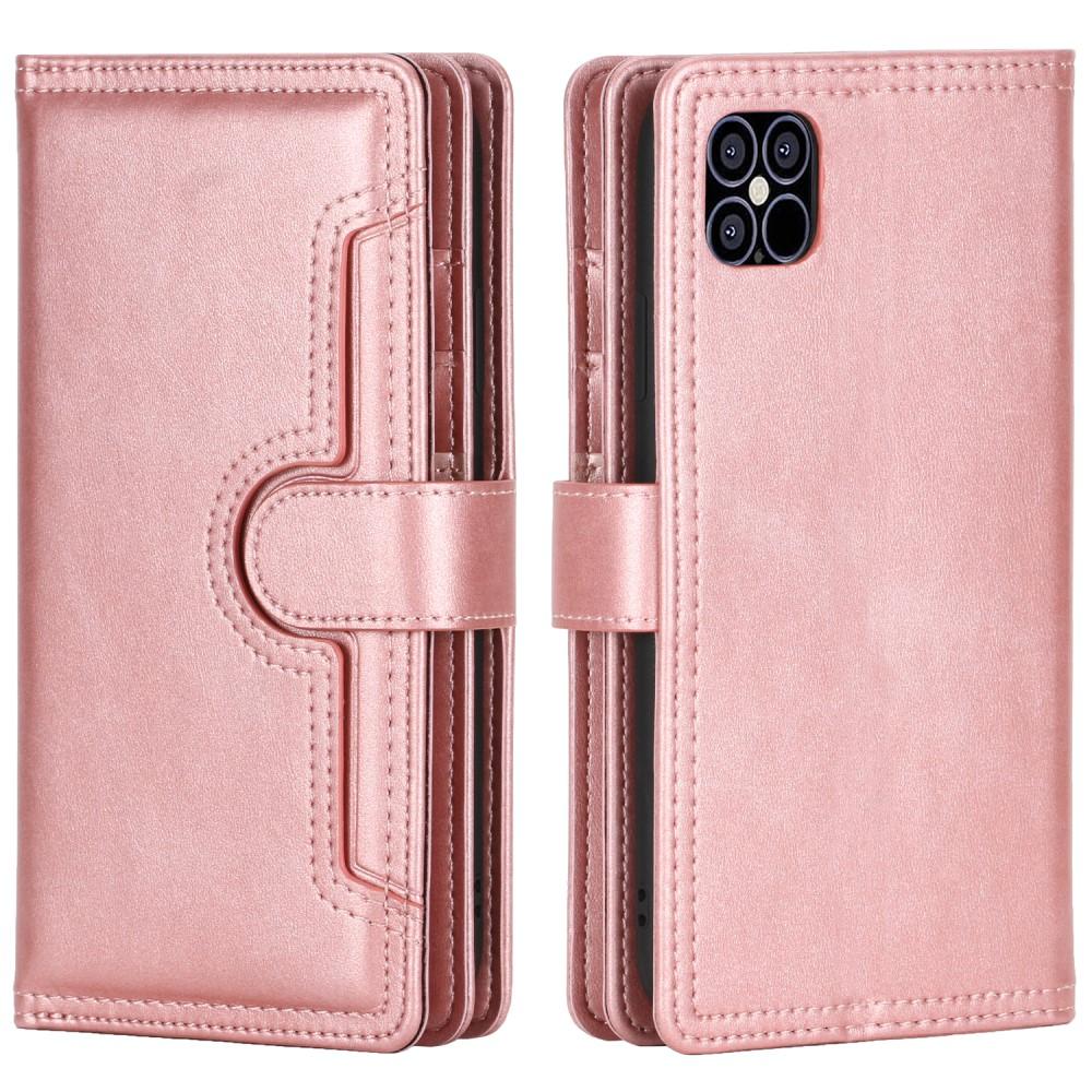 Läderplånbok Multi-slot iPhone 12/12 Pro roséguld