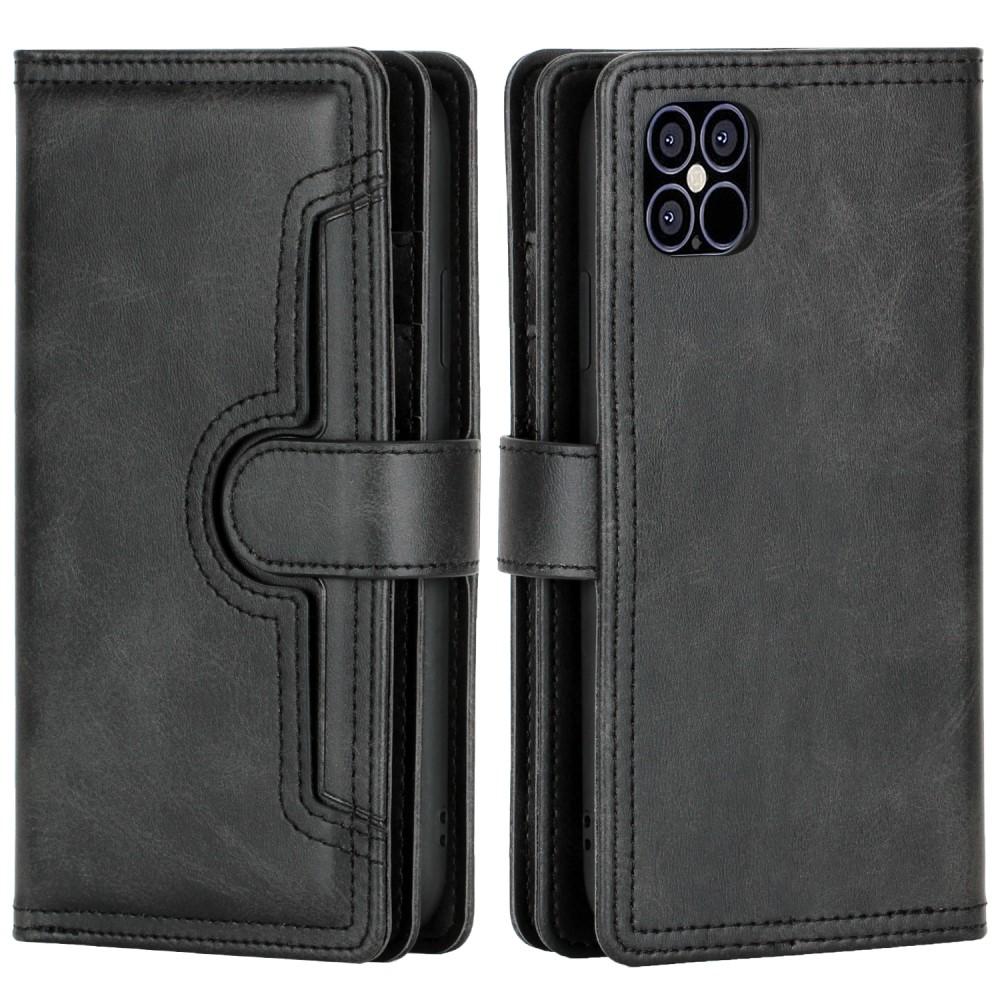 Läderplånbok Multi-slot iPhone 12 Mini svart