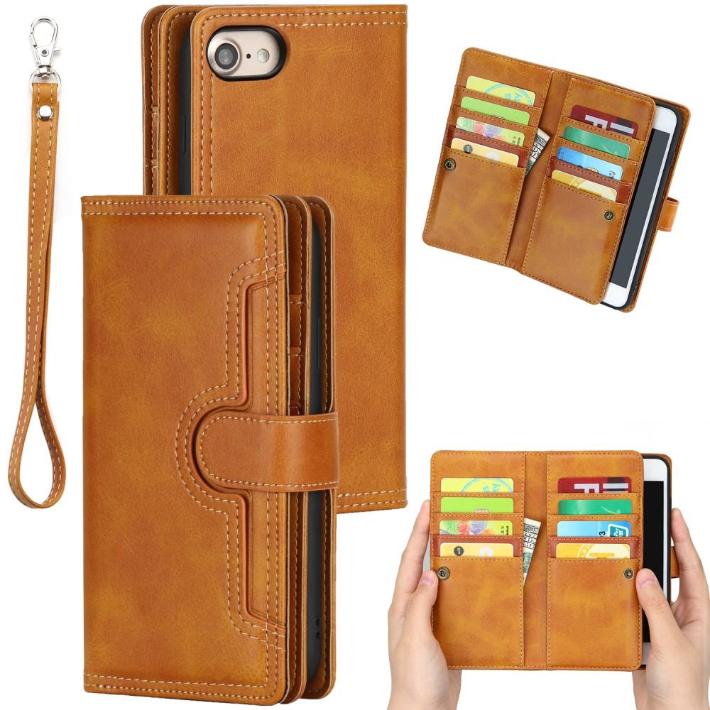 Läderplånbok Multi-slot iPhone 7 cognac