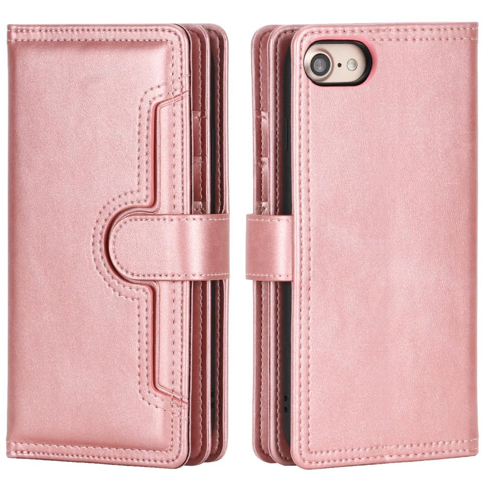 Läderplånbok Multi-slot iPhone 7 roséguld