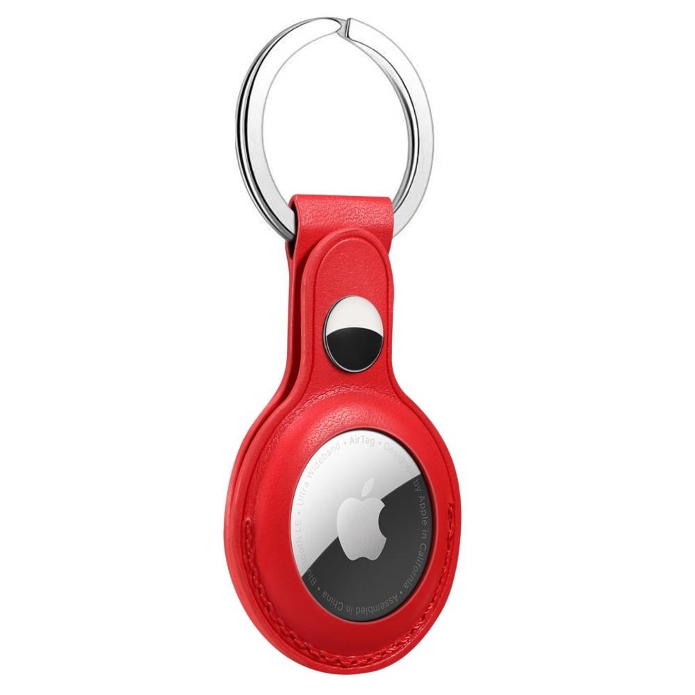 Läderskal med nyckelring Apple AirTag röd