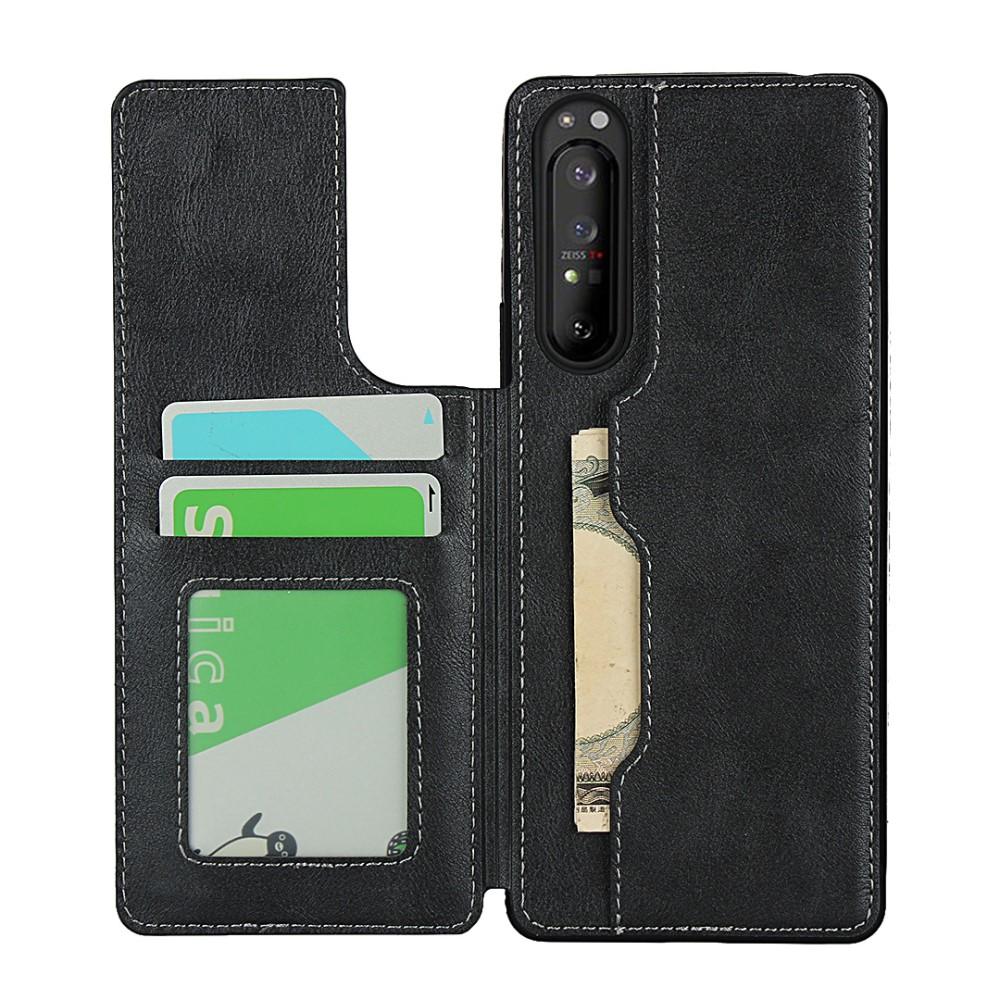 Leather Multi-slot Case Sony Xperia 1 II svart