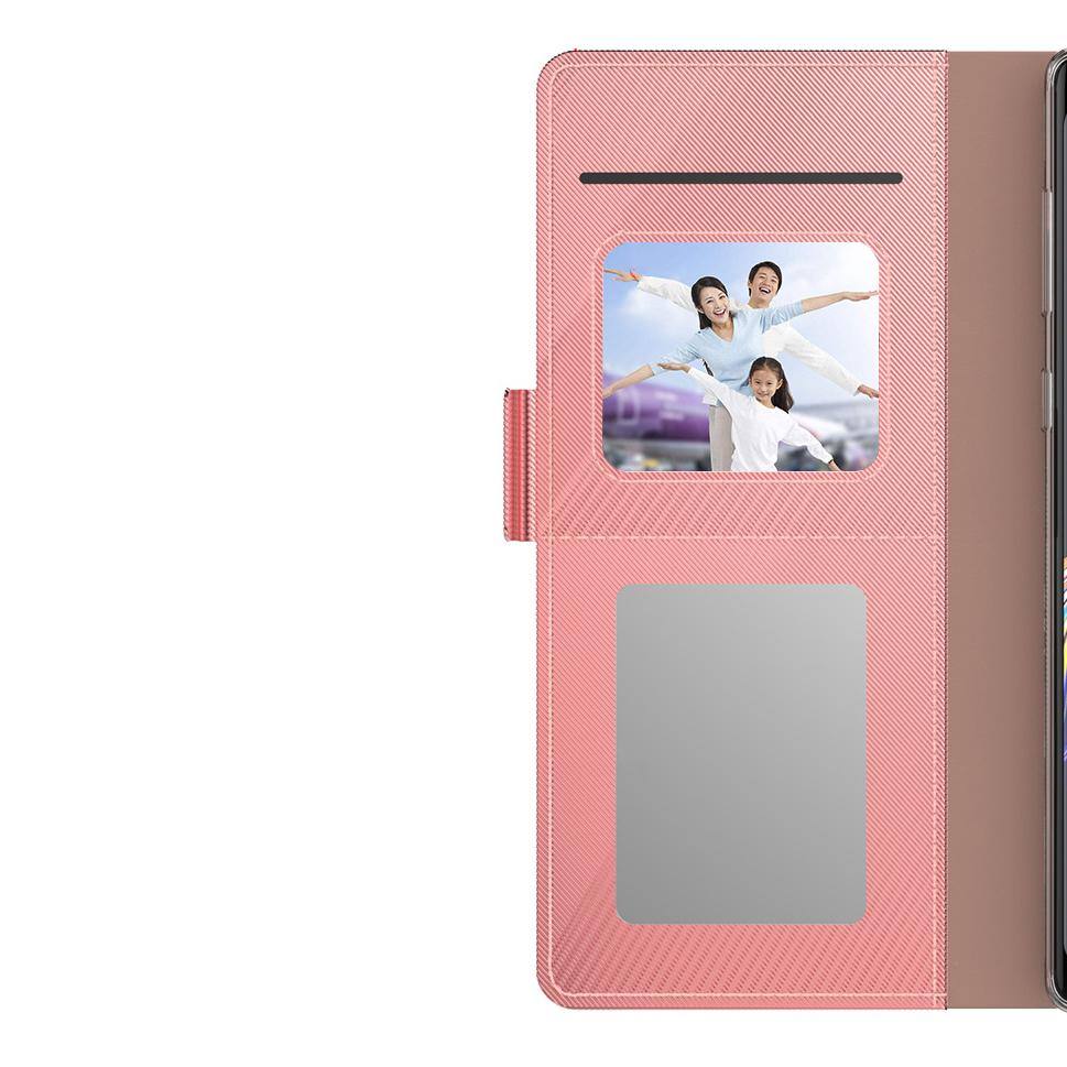 Plånboksfodral Spegel Galaxy A72 5G rosa guld